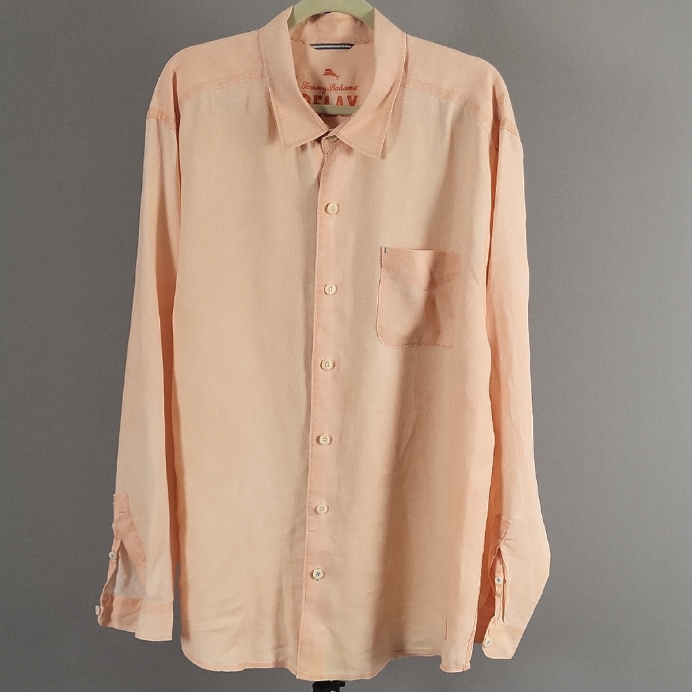 Tommy Bahama Men's 100% Linen Button Down Long Sleeve,Relax Fit Shirt Size XL
